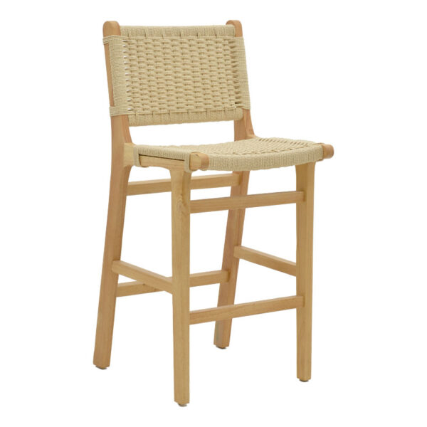 Bar stool Julien pakoworld natural rubberwood-natural rope 45x46x95cm 263-000008