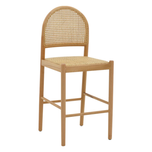 Bar stool Alessia pakoworld natural rattan-beech wood-natural seat 42x41x100cm 263-000011