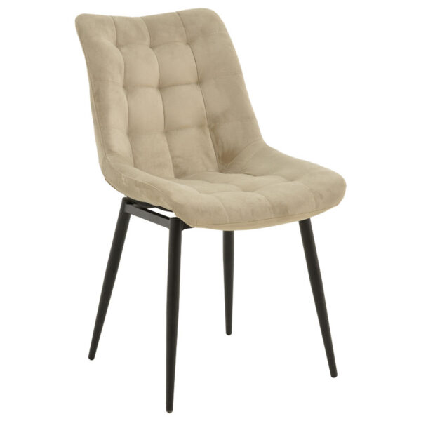 Chair Vittorio pakoworld beige-black metal leg 46x62x80cm 264-000011