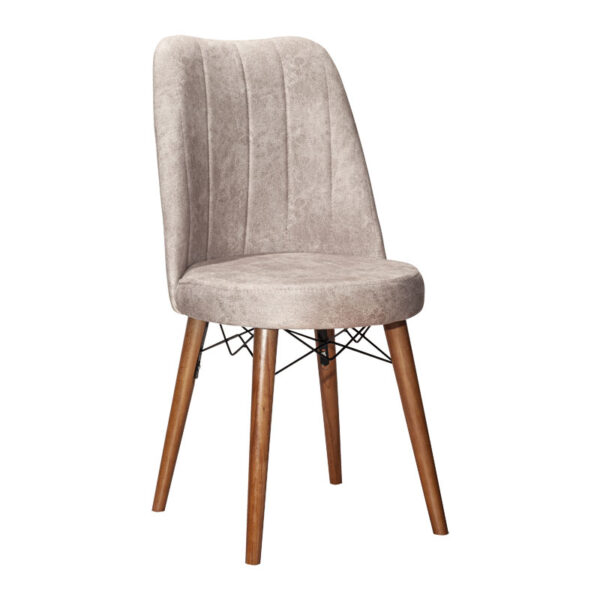 Chair Nevis I pakoworld ecru antique fabric-walnut leg 266-000004