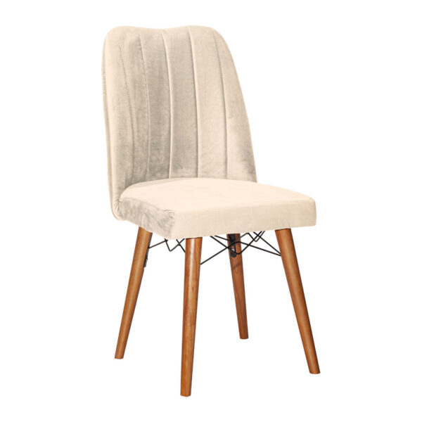 Vespera I pakoworld velvet chair ecru-walnut leg 266-000011