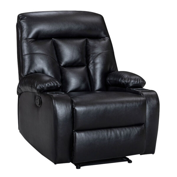 Armchair with cupholder  relax Terpsi pakoworld PU black 80x94x100cm 269-000004