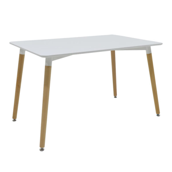 Τραπέζι Natali pakoworld MDF λευκό-πόδια φυσικό 120x80x76εκ 271-000011