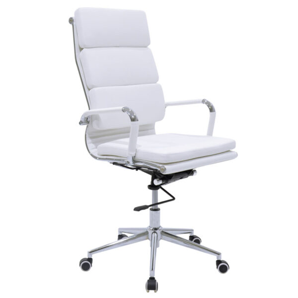 Manager office chair Tokyo pakoworld with white pu 55.5x52x108cm 277-000010