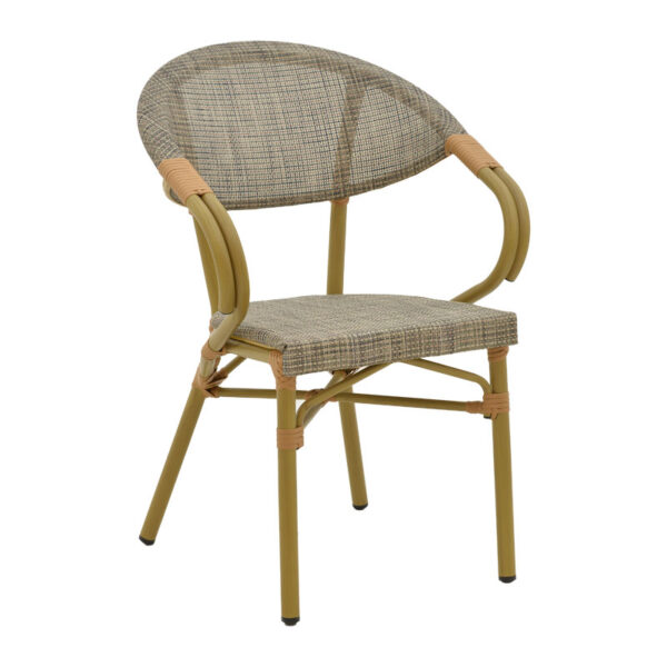Garden armchair Isaia pakoworld gold aluminum-textilene grey 57x57x83cm 289-000003