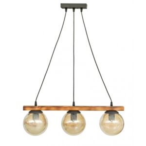 Κρεμαστό φωτιστικό με γυαλιά μελί R-600 CABLE RAGA 3/L WOOD Heronia - 30-0073