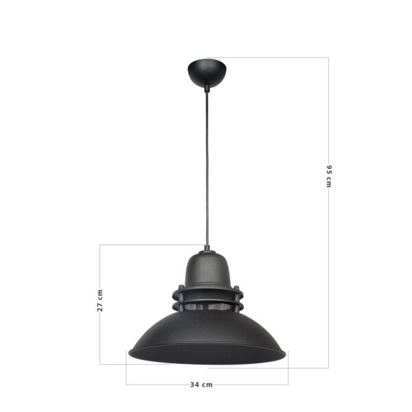 ΚΡΕΜΑΣΤΟ VINTAGE ΠΥΡΟΦΑΝΙ ΜΕΤΑΛΛΙΚΟ ZOE 1/L BLACK  Ε/27 Heronia - 34-0350