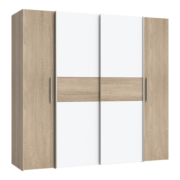 Wardrobe Closet pakoworld 4 doors sonoma oak-white melamine 200x61.5x190.5cm 318-000002