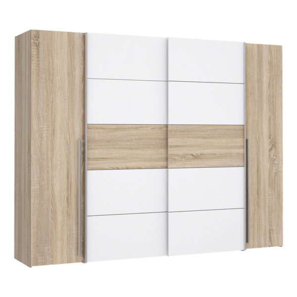 4-door wardrobe Verzo pakoworld oak-white melamine 270.5x61x210.5cm 318-000006