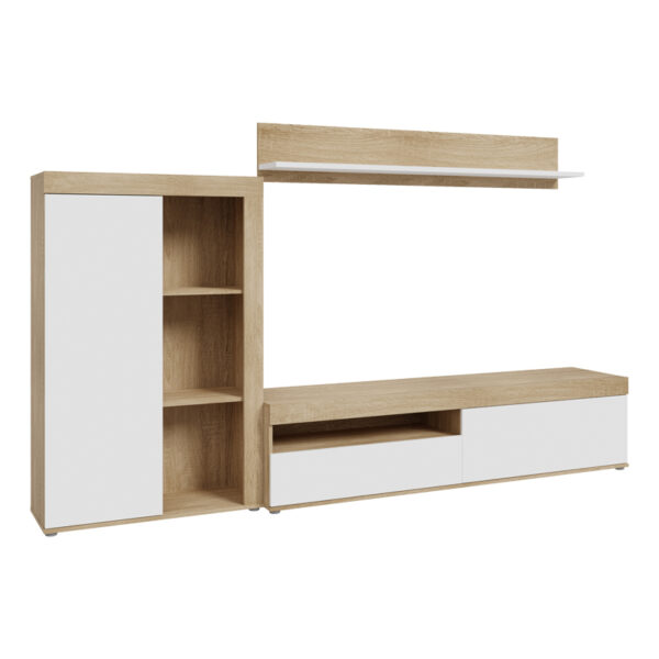 Living room complex Zorbi pakoworld white-sonoma oak melamine 265x41x158.5cm 318-000011