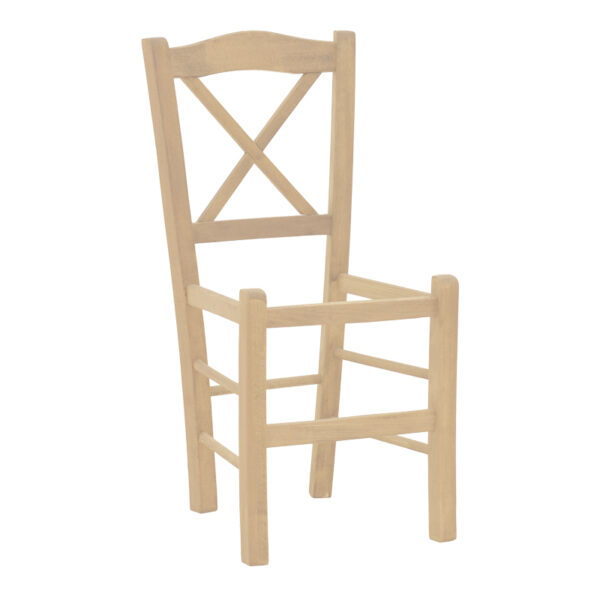 Coffee shop chair Seimi pakoworld criss cross unpainted wood 42x40x89cm 319-000001