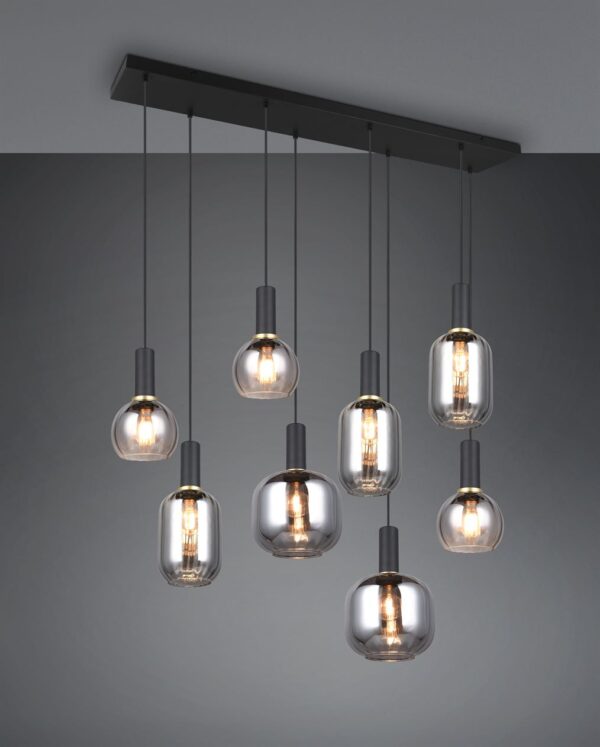 Πολύφωτο Οροφής Ράγα Μαύρο Ματ & Γυαλί DIVA 8xE27 Trio Lighting - 319800832