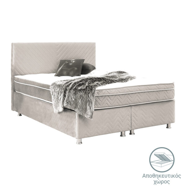 Double bed Rizko pakoworld with storage space cream 160x200cm 322-000011