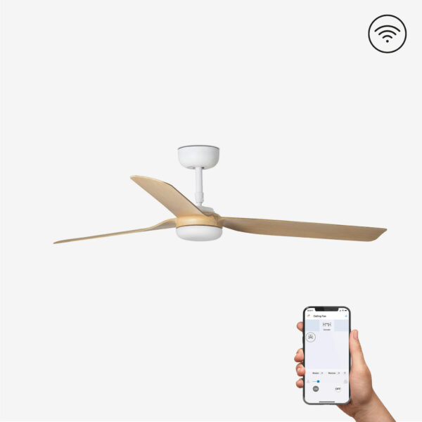 Faro Barcelona PUNT Smart Wi-Fi Ανεμιστήρας Οροφής με Τηλεχειριστήριο σε Χρώμα Ξύλου - 33816WP