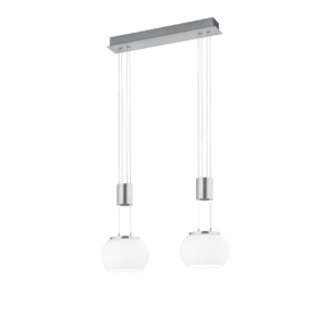 Κρεμαστό Φωτιστικό Trio Lighting MADISON 2x SMD, 8W · 1800lm, 3000K Νίκελ Ματ Αλουμίνιο, Step Dimmable - 342010207