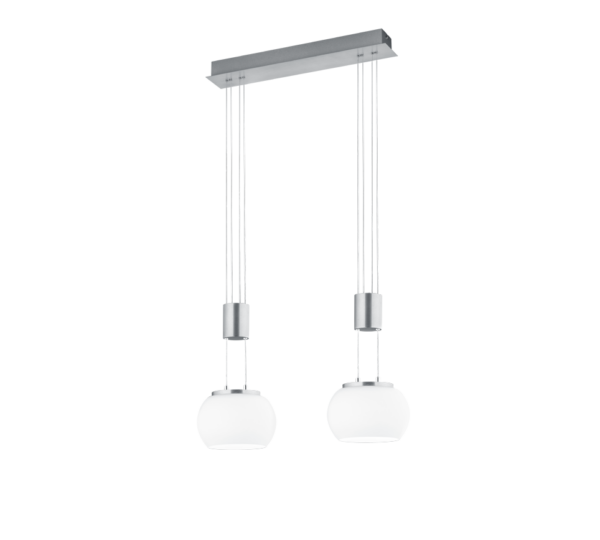 Κρεμαστό Φωτιστικό Trio Lighting MADISON 2x SMD, 8W · 1800lm, 3000K Νίκελ Ματ Αλουμίνιο, Step Dimmable - 342010207