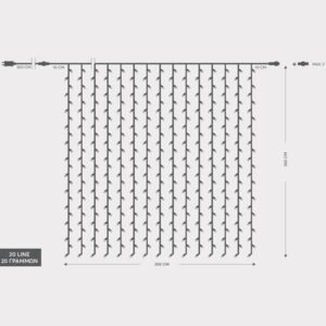 ΚΟΥΡΤΙΝΑ, 480 LED 3mm, 31V,ΕΠΕΚΤΑΣΗ ΩΣ 3,ΜΕ ΜΕΤΑΣΧΗΜΑΤΙΣΤΗ,ΠΡΟΕΚΤΑΣΗ ΠΑΡΟΧΗΣ 300cm,ΔΙΑΦΑΝΟ ΚΑΛΩΔΙΟ,ΘΕΡΜΟ ΛΕΥΚΟ LED,300x300cm,ΙΡ44 EUROLAMP - 600-11375
