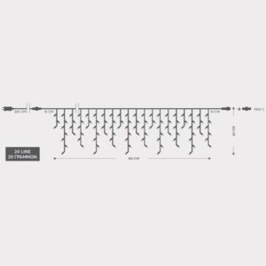 ΒΡΟΧΗ, 100 LED 3MM, 31V, ΕΠΕΚΤΑΣΗ ΕΩΣ 3, ΔΙΑΦΑΝΟ ΚΑΛΩΔΙΟ, ΘΕΡΜΟ ΛΕΥΚΟ LED, 180X60CM, ΙΡ44 EUROLAMP - 600-11351