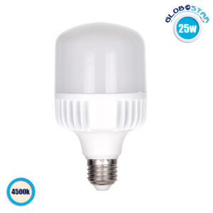 GLOBOSTAR® HIGHBAY 60061 Λάμπα E27 LED 25W 2910lm 260° AC 220-240V Αδιάβροχο IP44 Φυσικό Λευκό 4500K - Lumileds SMD Chip - Λευκό Γαλακτερό - Μ8 x Π8 x Υ15cm - 3 Χρόνια Εγγύηση