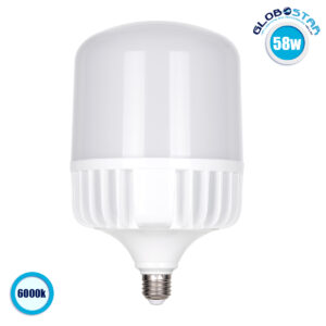 GLOBOSTAR® HIGHBAY 60066 Λάμπα E27 LED 58W 7000lm 260° AC 220-240V Αδιάβροχο IP44 Ψυχρό Λευκό 6000K - Lumileds SMD Chip - Λευκό Γαλακτερό - Μ15 x Π15 x Υ24cm - 3 Χρόνια Εγγύηση
