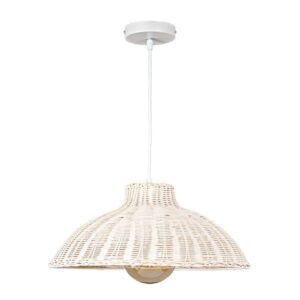 ΦΩΤΙΣΤΙΚΟ ΚΡΕΜΑΣΤΟ ΜΟΝΟΦΩΤΟ Ε27 MAX 60W D450XH180 RATTAN ΛΕΥΚΟ EUROLAMP - 144-33017
