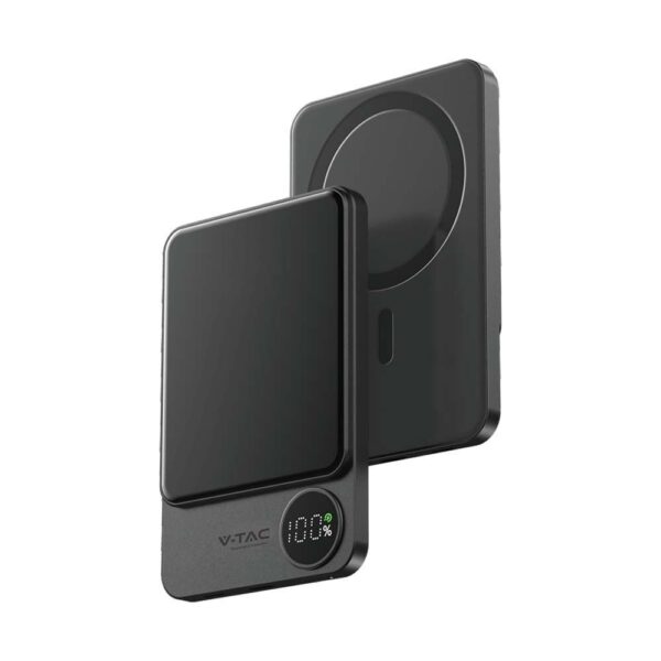Μαγνητικό Power Bank με Ασύρματη Φόρτιση 5000mAh V-TAC Σκούρο Γκρι - 7850