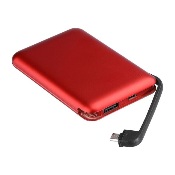 Power Bank 5000mAh Κόκκινο V-TAC με ενσωματωμένο καλώδιο - 8866