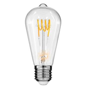 GLOBOSTAR® PEAR 99140 Λάμπα E27 ST64 LED 4W 300lm 360° AC 220-240V IP20 Θερμό Λευκό 2700K Dimmable - Soft T Spiral Filament Chip - Διάφανο - Μ6.4 x Π6.4 x Υ14cm - 3 Χρόνια Εγγύηση