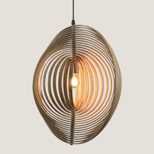 ΦΩΤΙΣΤΙΚΟ ΚΡΕΜΑΣΤΟ ΜΟΝΟΦΩΤΟ 3D Ε27 Φ600 ΞΥΛΙΝΟ EUROLAMP 144-30102