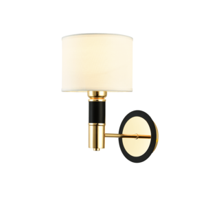 ACA DECOR  απλίκα 1xE14 από μέταλλο και ύφασμα σε μαύρο χρυσό λευκό χρώμα - EG221W29BG