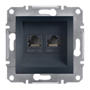 Schneider Asfora πρίζα πληροφορικής RJ45 cat6 U/UTP διπλή Ανθρακί - EPH4800171