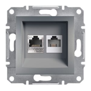 Schneider Asfora πρίζα πληροφορικής RJ45 cat5e και τηλεφώνου RJ12 Ατσάλι - EPH4900162