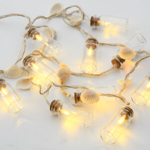 GLASS BOTTLE - SHELL, 10 LED ΛΑΜΠΑΚΙΑ ΣΕΙΡΑ ΜΠΑΤΑΡΙΕΣ (2xAA), WW, IP20, 135+30cm, ΔΙΑΦ. ΚΑΛ. ΤΡΟΦ. ACA - F04101102