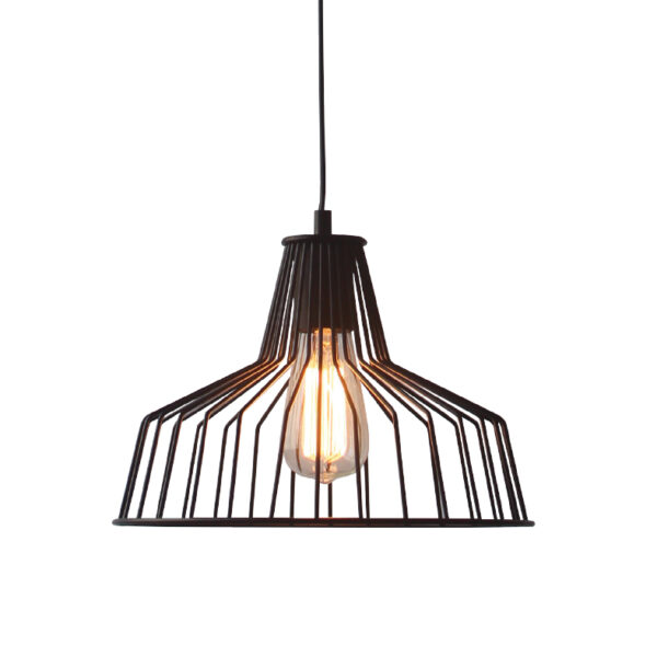 Κρεμαστή Καμπάνα 1ΧΕ27 Μεταλλική Μαύρη Φ300 ACA DECOR   - KS1525P1BK