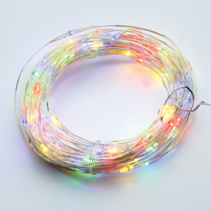100 LED ΛΑΜΠΑΚ ΣΕΙΡΑ ΧΡΟΝΟΔΙΑΚ RGBY ΑΣΗΜΙ ΚΑΛΩΔ ΧΑΛΚΟΥ & ΜΠΑΤΑΡ 3xAA IP44 10m+10cm ACA - X01100315