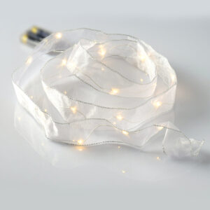 WHITE RIBBON, 20 LED  ΛΑΜΠ. ΧΑΛΚΟΥ, WW,  ΑΣΗΜΙ ΚΑΛ. & ΜΠΑΤ. 3xAA, IP20, 2M+10CM, 1.2W ACA - X01201118