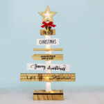 WOODEN CHRISTMAS TREE 10 MINI LED WW ΛΑΜΠΑΚΙΑ ΜΠ/ΡΙΕΣ (2AA) IP20 22.5X5X38CM ACA - X05121120