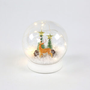GLASS SNOW BALL DEER, 10 MINI WW LED ΛΑΜΠAKIA ΜΠΑΤ. (2XAAA) IP20 Φ12CM ACA - X07101131