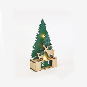 WOODEN TREE GREEN XMAS CALENDAR, 3 LED ΛΑΜΠ. WW ΜΠΑΤ. (1ΧCR2032) ΣΤΑΘ. IP20 12Χ5.5Χ23.5CM ACA - X0731627