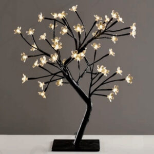 TREE WITH FLOWERS OF SILICONE  36LED ΛΑΜΠΑΚIA ΜΕ ΑΝΤΑΠΤΟΡΑ(24V DC)ΘΕΡΜΟ ΛΕΥΚΟ IP20 45cm 3m ΜΑΥΡΟ  ACA - X1036141