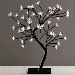 TREE WITH FLOWERS OF SILICONE  36LED ΛΑΜΠΑΚIA ΜΕ ΑΝΤΑΠΤΟΡΑ(24V DC)ΨΥΧΡΟ ΛΕΥΚΟ IP20 45cm 3m ΜΑΥΡΟ  ACA - X1036241