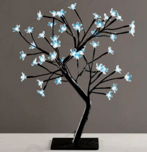 TREE WITH FLOWERS OF SILICONE  36LED ΛΑΜΠΑΚIA ΜΕ ΑΝΤΑΠΤΟΡΑ(24V DC)ΜΠΛΕ IP20 45cm 3m ΜΑΥΡΟ ΚΑΛΩΔΙΟ ACA - X1036641
