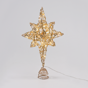 "GOLD & WHITE BEAD STAR " 20 MINI WW LED ΛΑΜΠ. ΜΠΑΤ. 3ΧΑΑ,IP20 37x5x20cm ACA - X11201129