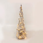 RATTAN CONE TREE WITH SNOW 30 MINI WW LED ΛΑΜΠ. ΜΠΑΤ. 3ΧΑΑ,IP20 Φ18.5Χ50CM ACA - X11301110