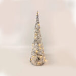 RATTAN CONE TREE WITH SNOW 40 MINI WW LED ΛΑΜΠ. ΜΠΑΤ. 3ΧΑΑ,IP20 Φ20.5X60CM ACA - X11401110