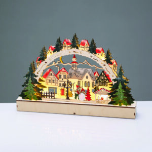 WOODEN XMAS VILLAGE 12 LED ΘΕΡΜΑ ΣΤΑΘΕΡΑ IP20 ΔΙΑΚΟΣΜΗΤΙΚΟ ΜΠΑΤ 2ΧΑΑΑ 38x5x21.5cm ACA - X15121107