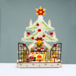 WOODEN XMAS TREE WITH FIREPLACE 16 LED ΘΕΡΜΑ  ΔΙΑΚΟΣΜΗΤΙΚΟ ΜΠΑΤ 2ΧΑΑ IP20 21.5x6x40cm ACA - X15161105
