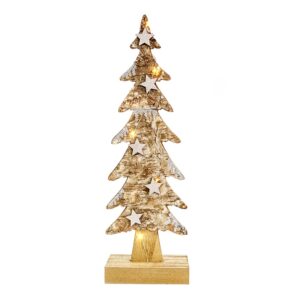 WOODEN XMAS TREE LIGHT” KΑΦΕ ΔΕΝΤΡΟ-ΜΕΓΑΛΟ 5 LED ΛΑΜΠΑΚΙΑ ΜΠΑΤΑΡ(2xAAA) ΘΕΡΜΟ ΛΕΥΚΟ IP20 13x7x40cm ACA - XTREBWW403A