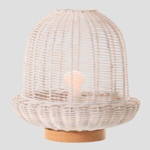 ΠΟΡΤΑΤΙΦ E27 ΒΑΣΗ ΞΥΛΟ & RATTAN Φ29x30 ΛΕΥΚΟ EUROLAMP 144-78001