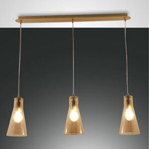 Κρεμαστό Φωτιστικό   Fabas Luce Dafne 3X E27 Μελί     - 3596-47-125
